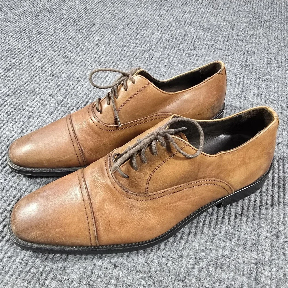To Boot New York Shoes Mens Size 9 Brown Leather Cap Toe Oxford Dress Made Italy